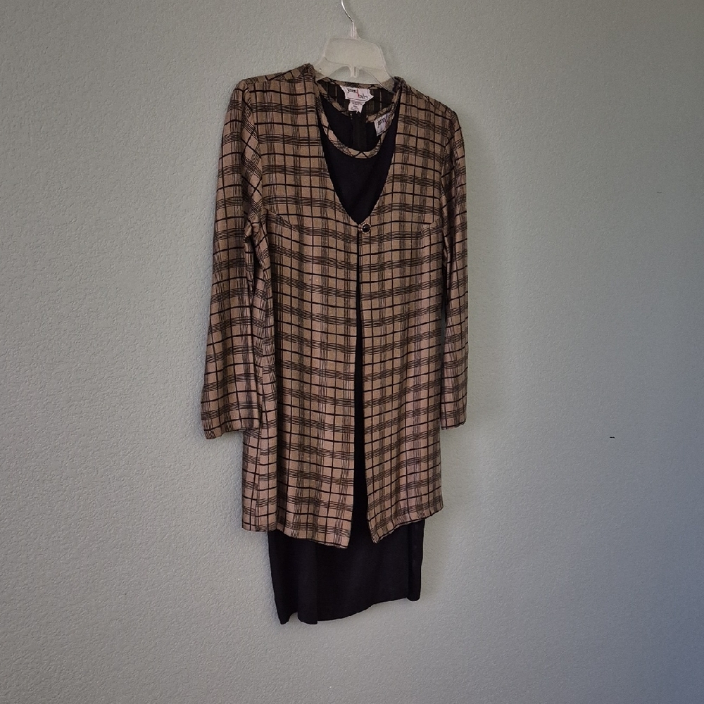 Plaid Tan and Black Women's Jacket